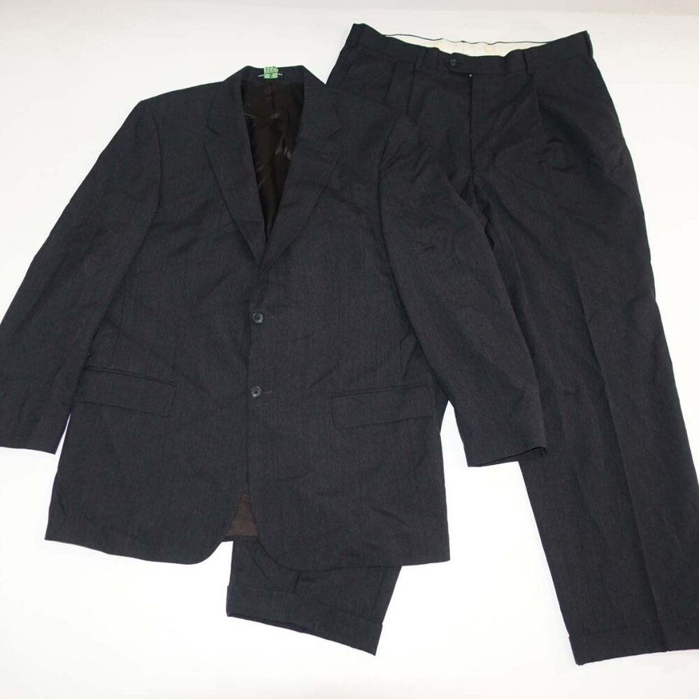 Talbot Jaimes Men's 2 Button Suit Size 43 Long 37 x 30.5 Charcoal Gray 100% Wool